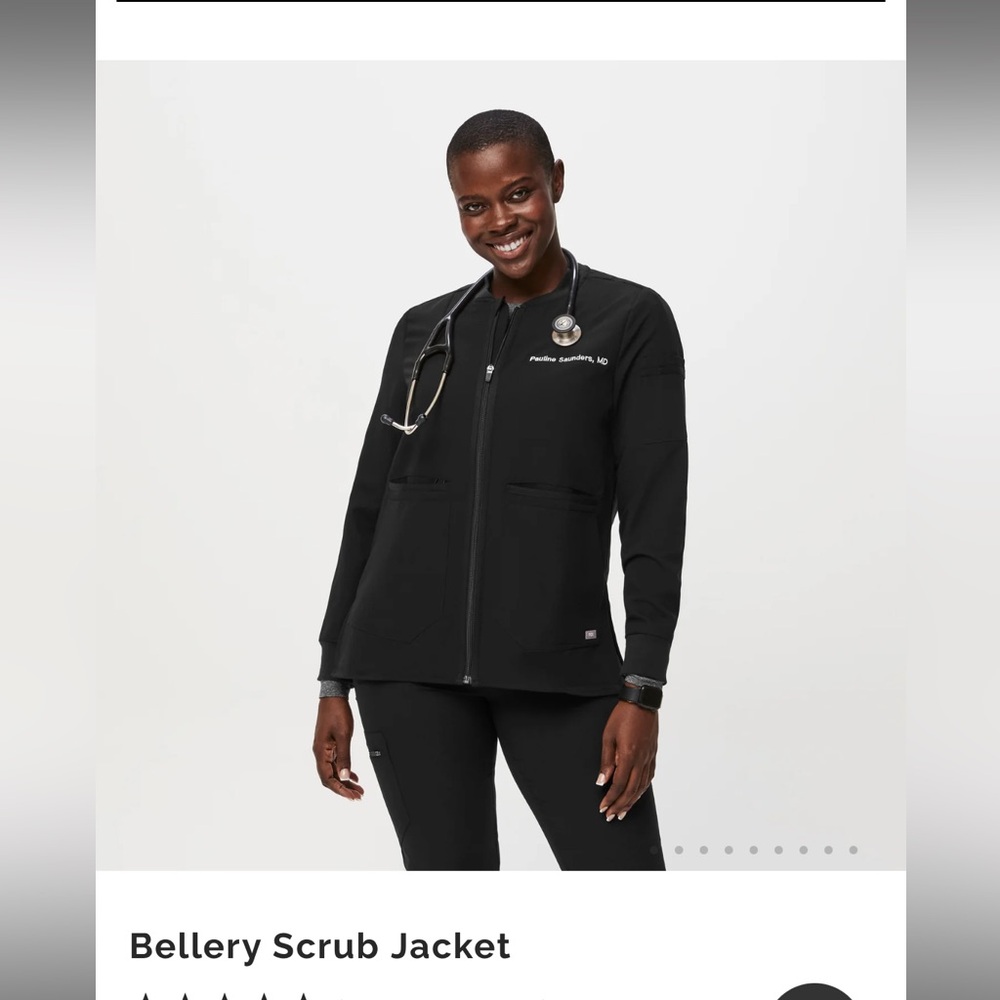 Figs bellery black scrub jacket
